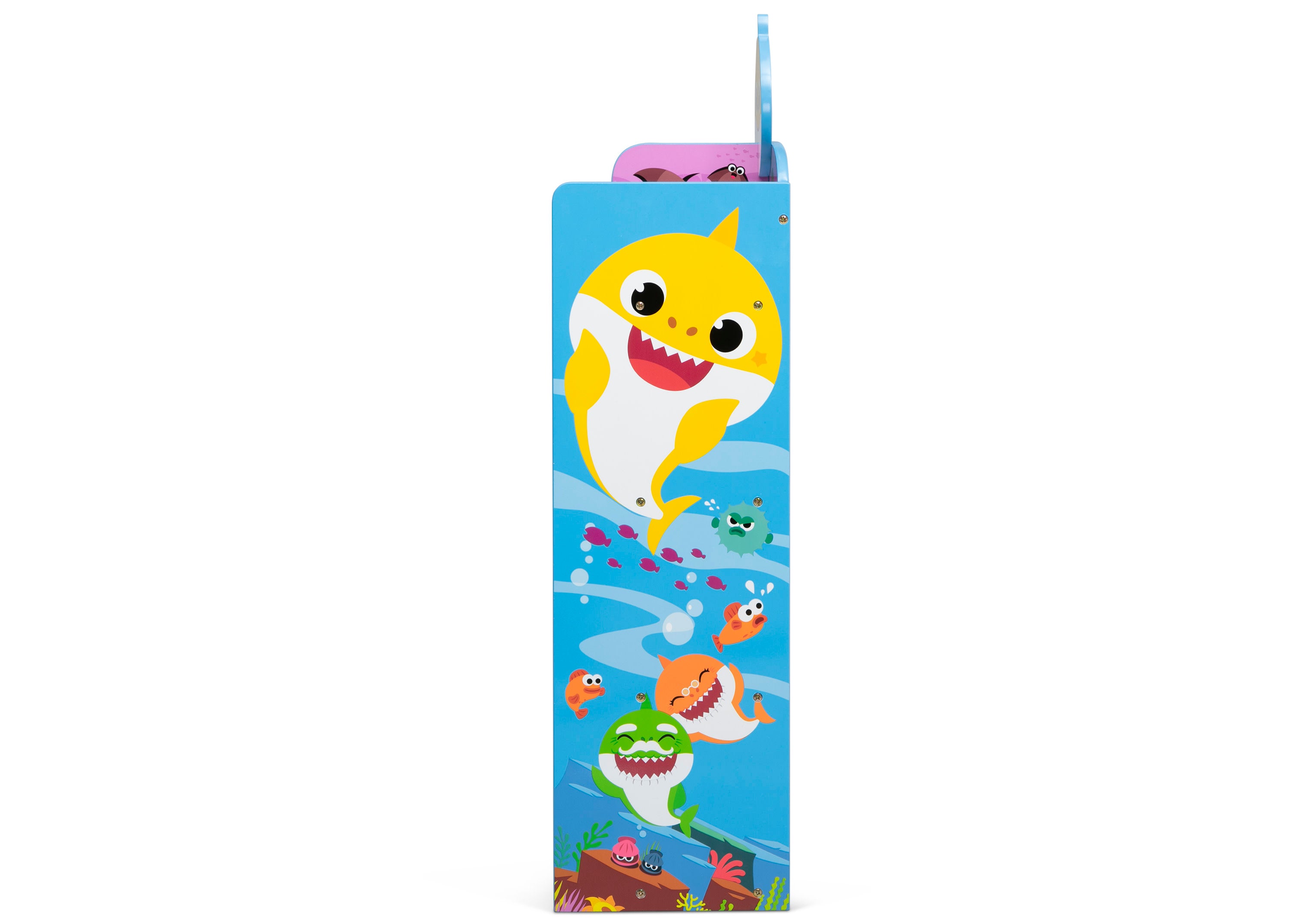 Baby Shark Wooden Playhouse 4-Shelf Bookcase for Kids - Nursery Bookshelf & Toy Storage Organizer for Toddlers' Bedroom & Playroom Decor