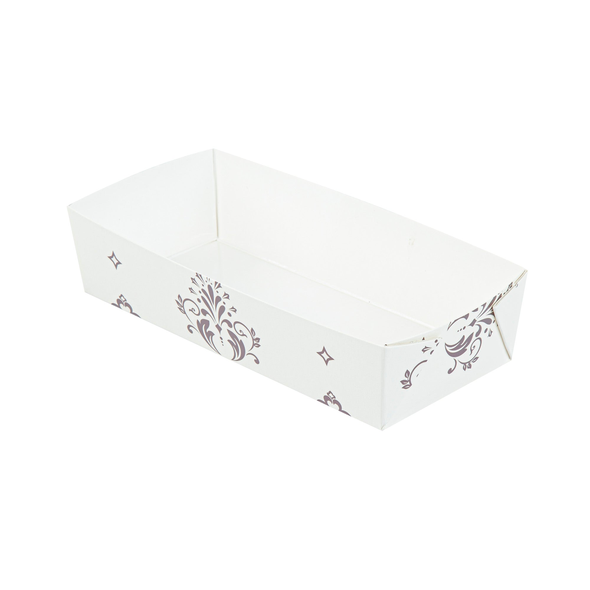 Bake Tek 14 oz Beige Vintage Floral Paper Baking Trays - Greaseproof & Eco-Friendly - 7.75