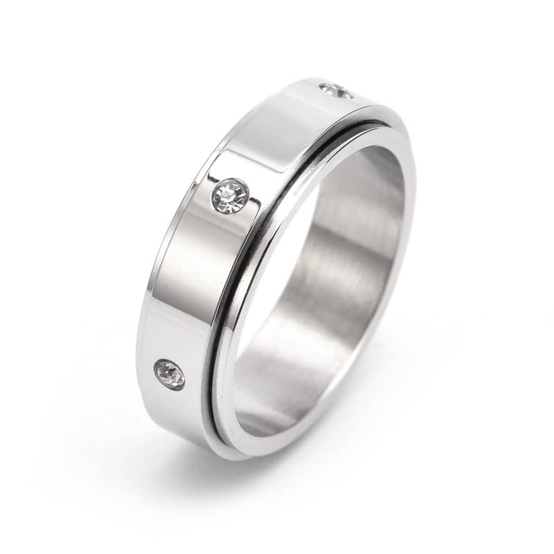 Keep Fucking Going Motivational Spinner Ring - Stainless Steel Inspirational Jewelry with Zircon Stones - Graduation Gift for Women & Teens - Silver Size 8 - Perfect for Daily Wear, Stress Relief & Self-Encouragement