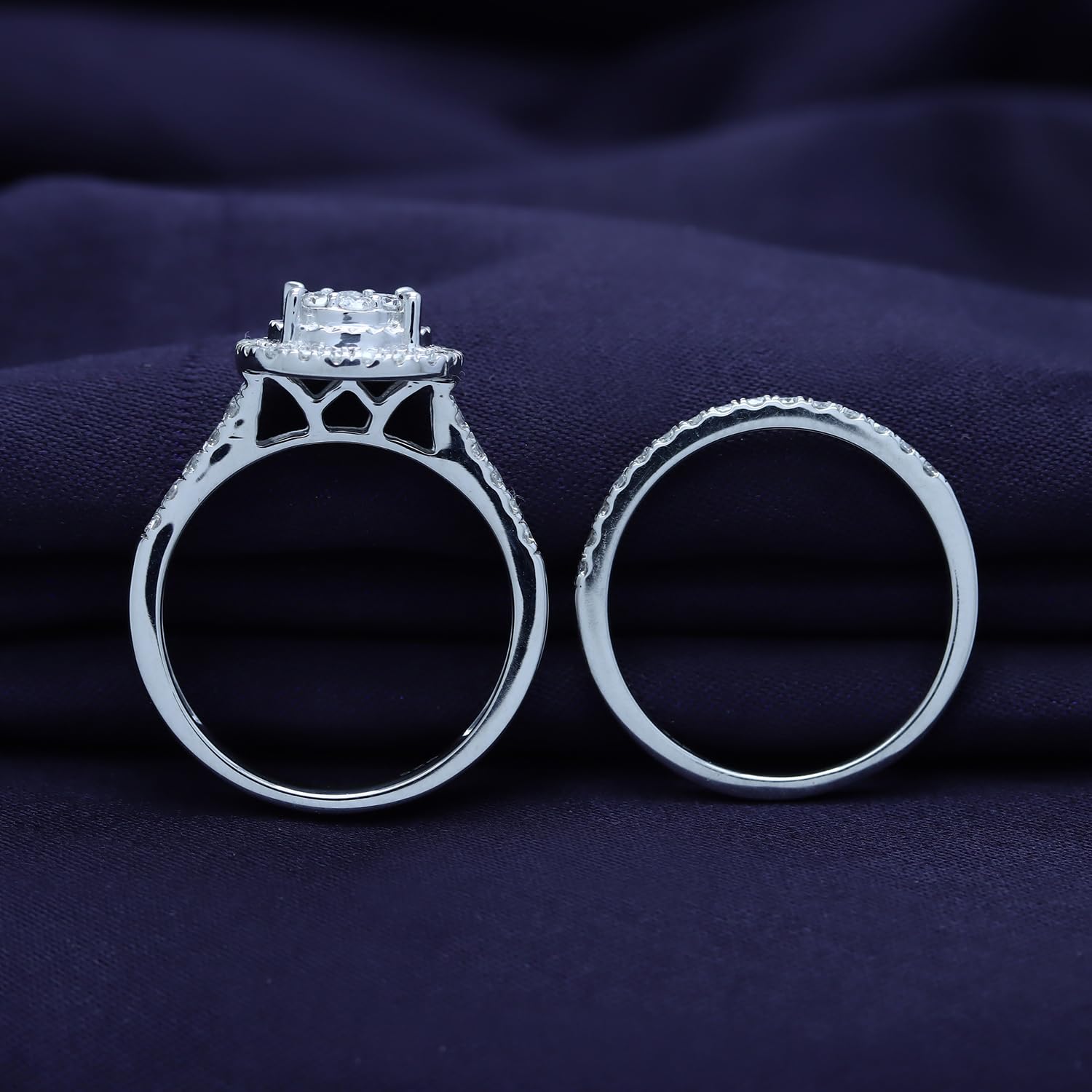 1.00 Carat (ctw) Lab Grown Diamond Halo Bridal Ring Set for Women - 14K Gold Over Sterling Silver, 10K/14K Solid Gold Wedding & Engagement Jewelry Set - Perfect Gift for Anniversary, Proposal, Valentine's Day & Special Occasions