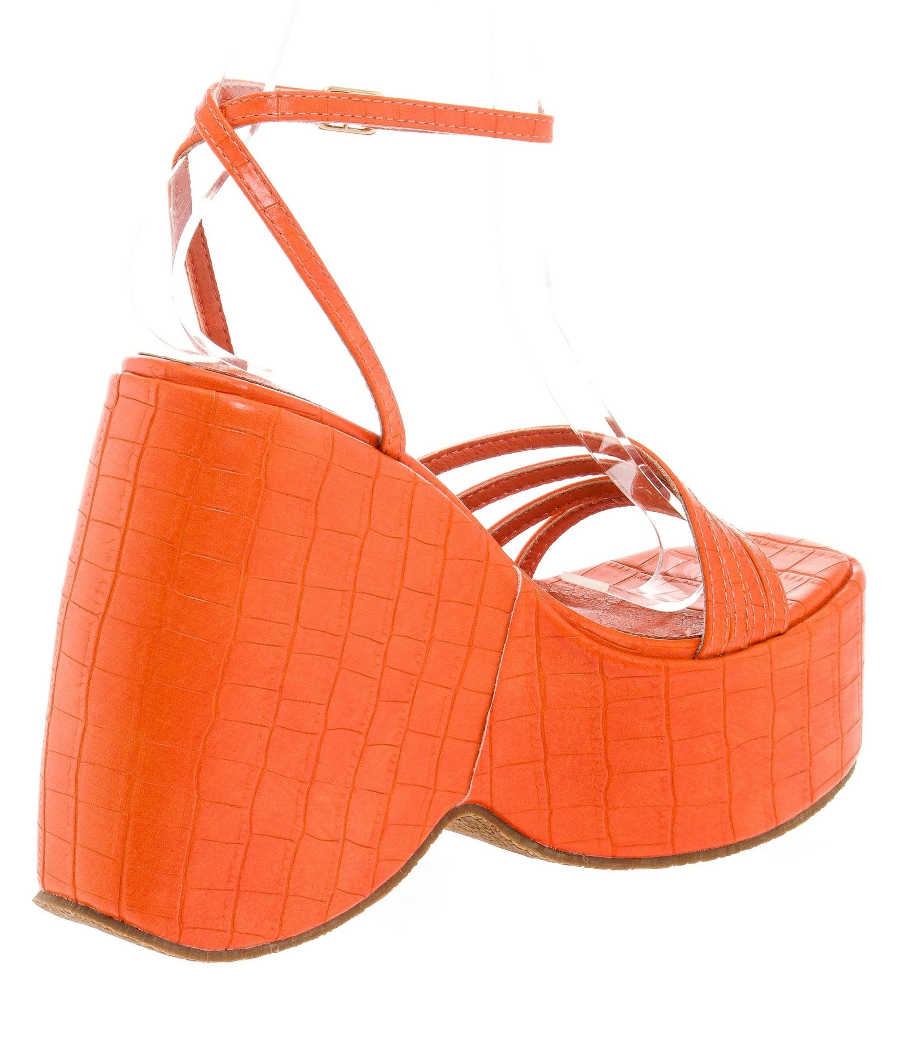Orange Eira Wedge Platform Sandals for Women - Comfortable Summer Beach Shoes with Arch Support | Perfect for Vacation, Pool Party & Casual Outings