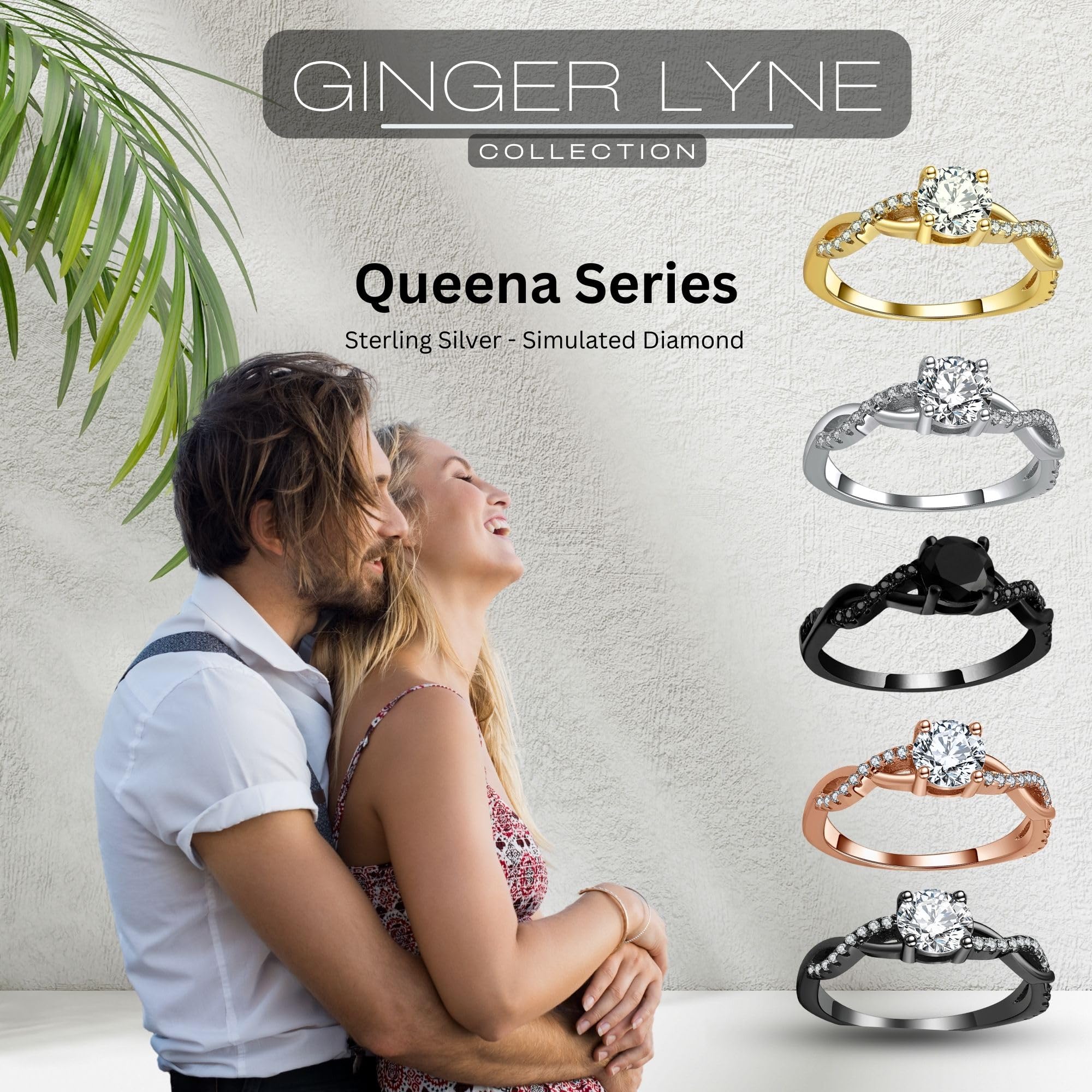 Ginger Lyne 1 Carat Twist CZ Engagement Ring for Women - 925 Sterling Silver Black Diamond Wedding Band, Size 12 | Promise Ring, Travel Jewelry & Bridal Gift for Her | Perfect for Anniversaries, Proposals & Special Occasions