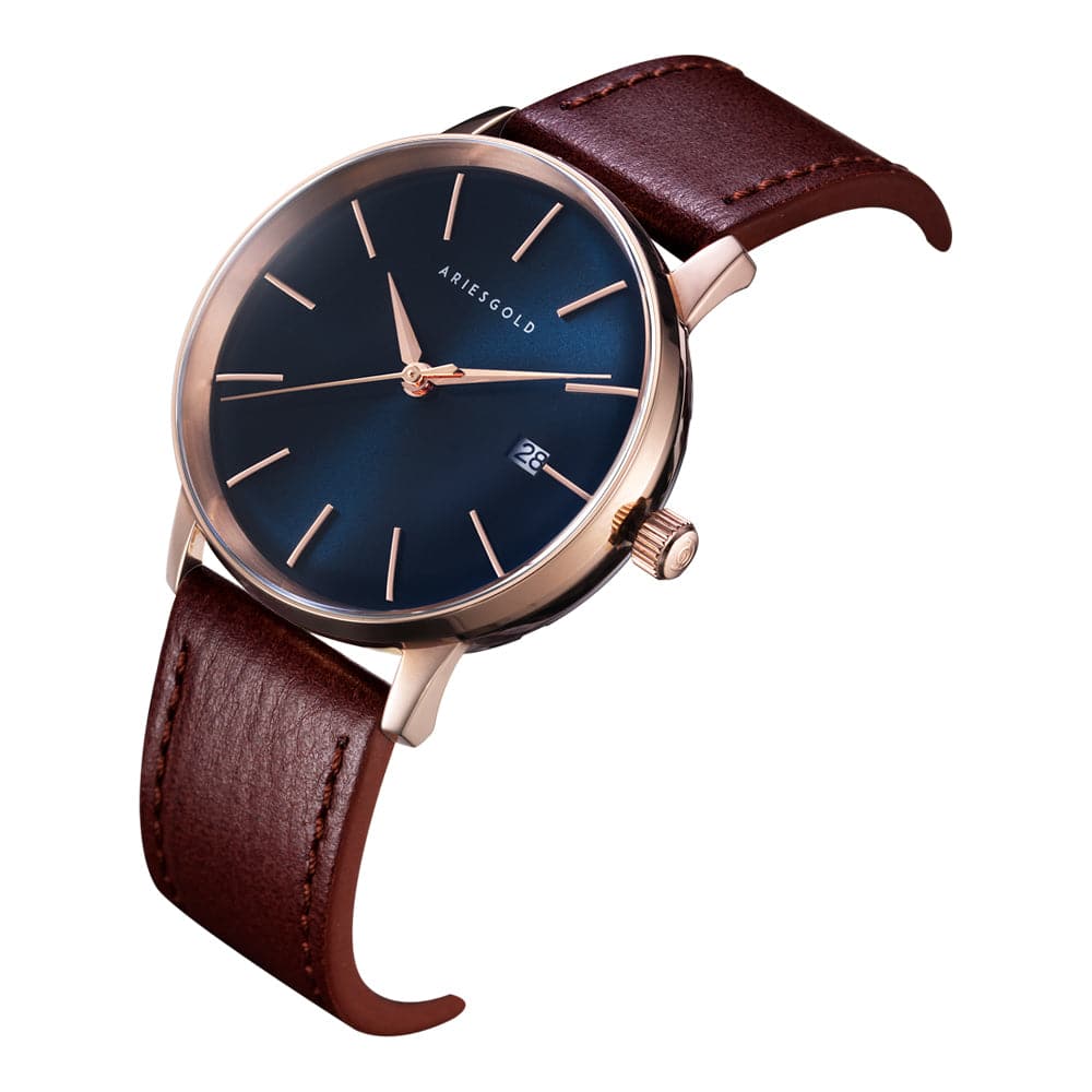 ARIES GOLD LA ORO G 9026 RG BU Men's Luxury Watch - Elegant Gold-Tone Timepiece for Business & Formal Occasions
