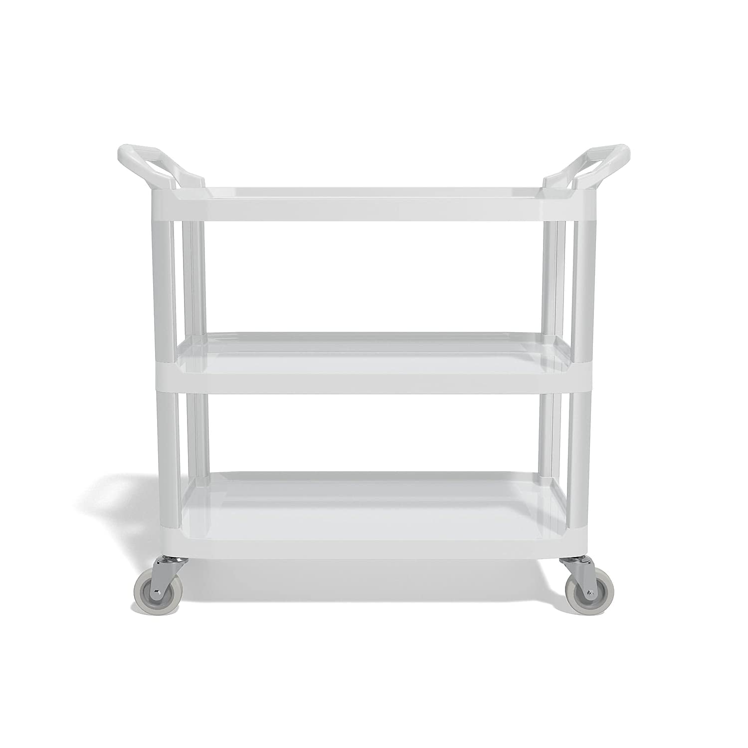 Staples 810832 3-Tier Rolling Utility Cart - Gray Plastic Shelving Unit with Wheels for Home, Office, Kitchen, or Garage Storage Organization