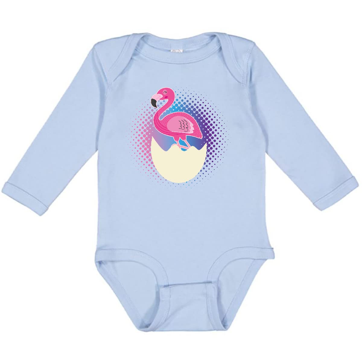Inktastic Easter Flamingo Egg Hatching Long Sleeve Baby Bodysuit - Cute Girls' Easter Outfit for Photo Shoots & Holiday Celebrations