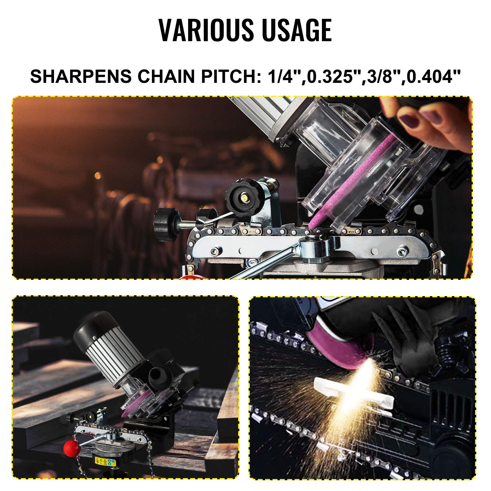 VEVOR 230W Electric Chainsaw Sharpener - 3000RPM Chain Grinder with 1/8