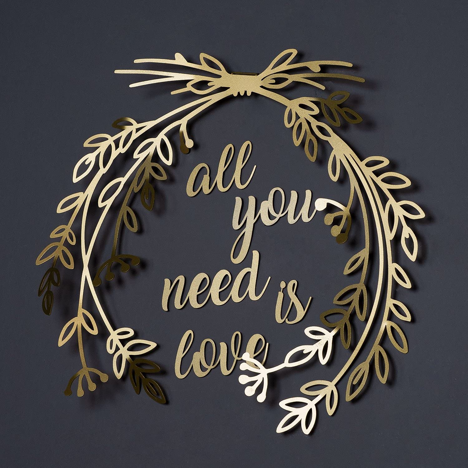 LaModaHome - 'All You Need is Love' Gold Metal Wall Art Decor for Living Room, Bedroom, Kitchen & Bathroom | Indoor & Outdoor Wall Hanging | Perfect for Home Decor, Wedding Gifts & Housewarming Presents