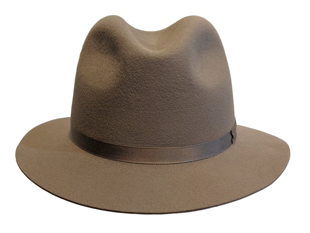 Tonak Fur Felt Crushable Beige Casual Fedora Hat for Men & Women - Vintage Style Outdoor Travel Sun Hat for Hiking, Beach, and Everyday Wear