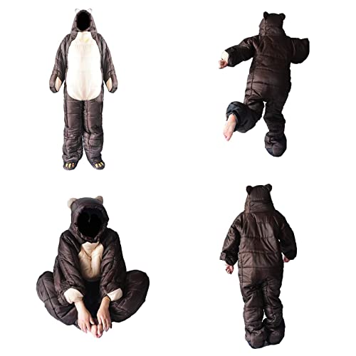 Wearable Bear-Shaped Sleeping Bag for Adults - Full Body Lightweight Winter Camping Gear, XL Size for Outdoor Hiking, Travel & Cold Weather Adventures