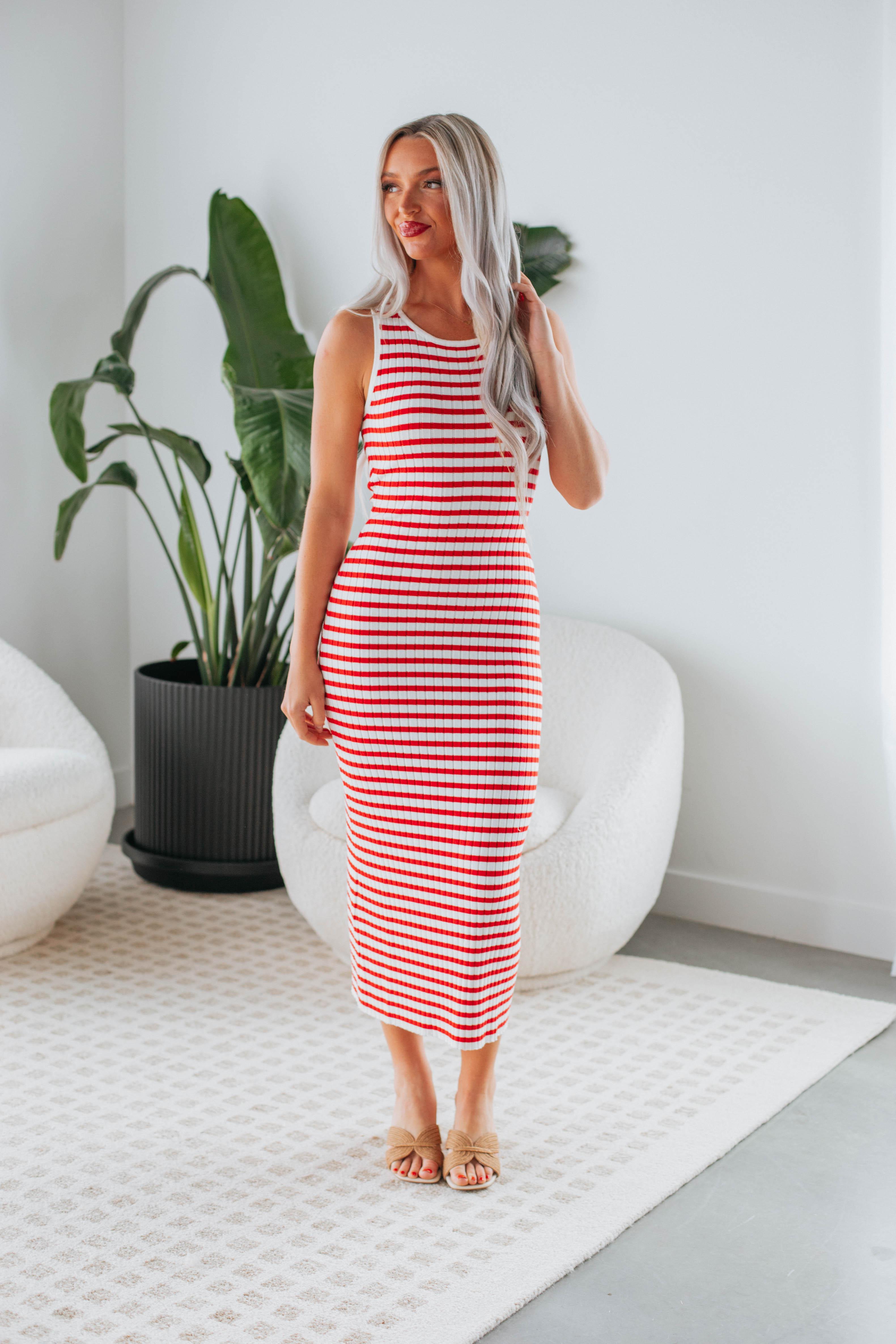 Alyson Women's Striped Dress - Floral Cherry Print Summer Casual Dress for Beach, Party & Vacation