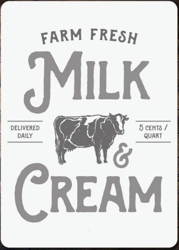 Farm Fresh Milk Sign - Vintage Metal Dairy Cow Decor for Kitchen & Bar