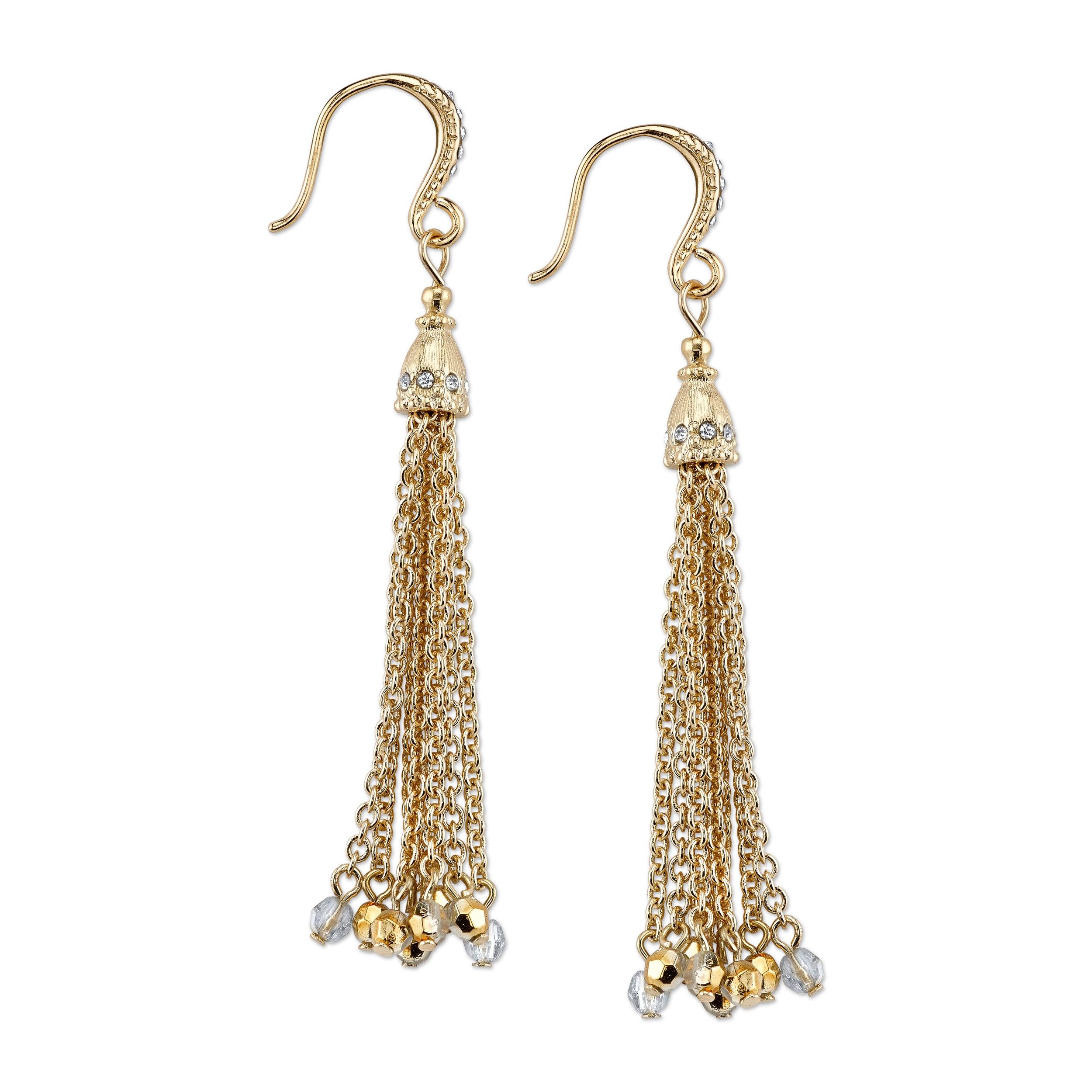 2028 Crystal & Hematite Tassel Earrings for Women - Elegant Dangle Drop Jewelry for Party, Wedding & Evening Wear