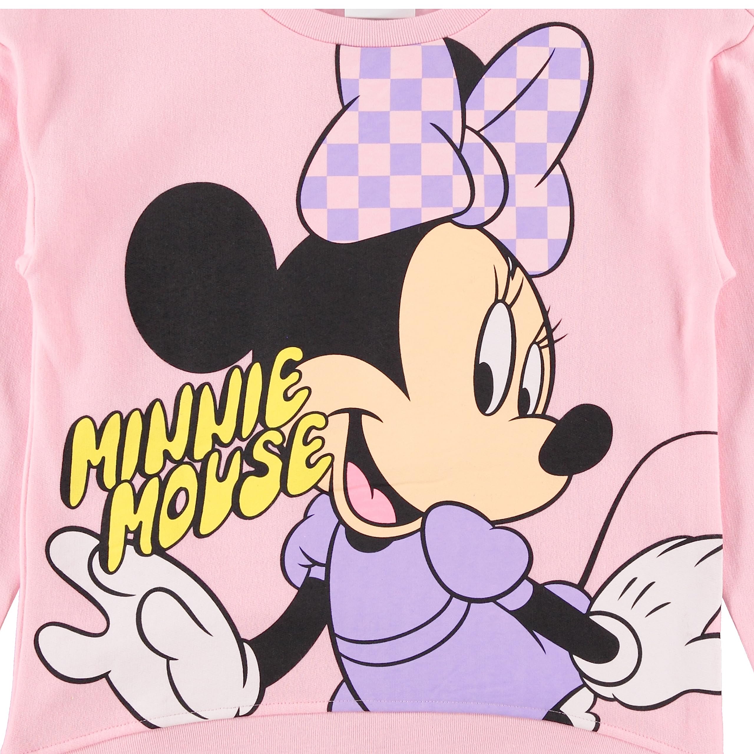 Disney Mickey & Minnie Mouse Girls' Sweatshirt - Jumbo Print, Chenille Patch & Embroidery Pullover - Sizes 4-16 - Perfect for Birthday Gifts, Disney Trips & School Outfits