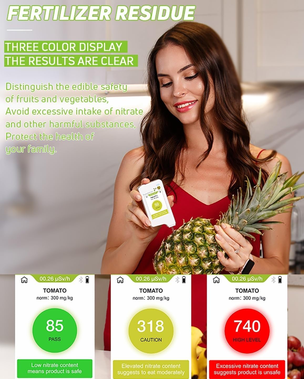 BFFDBFG 6-in-1 Food Safety Tester - Nitrate Detector, Pesticide Residue Analyzer, Water Quality Tester, Geiger Counter Radiation Detector | Perfect for Home, Kitchen, Travel & Environmental Monitoring