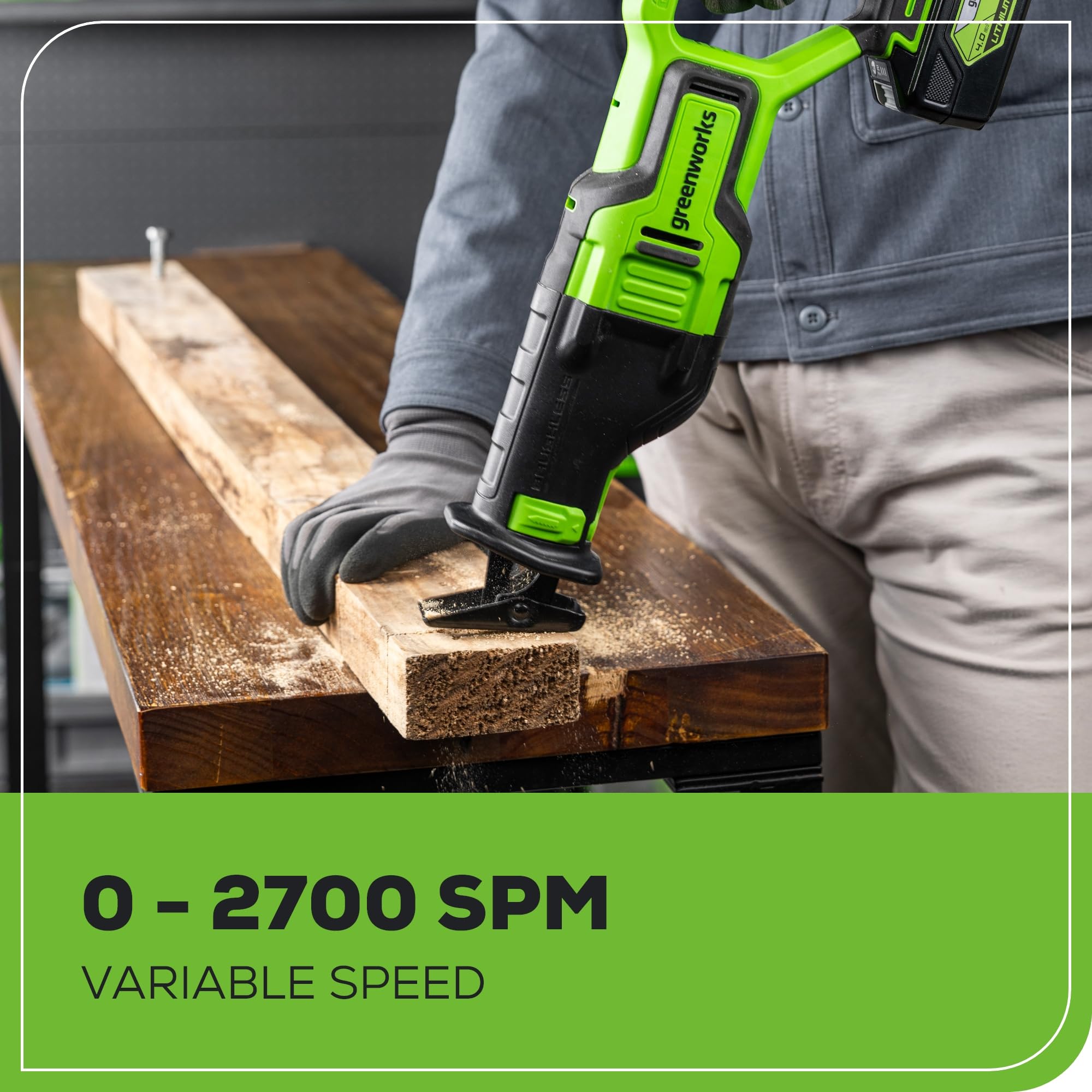 Greenworks 24V Brushless Cordless Reciprocating Saw - Compact Design, 1-1/8