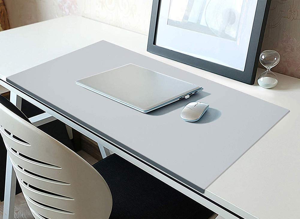 Non-Slip Leather Desk Pad with L-Shaped Edge Protection - Waterproof Office Writing Mat, Gaming & Laptop Keyboard Work Surface Protector for Home & Office Use