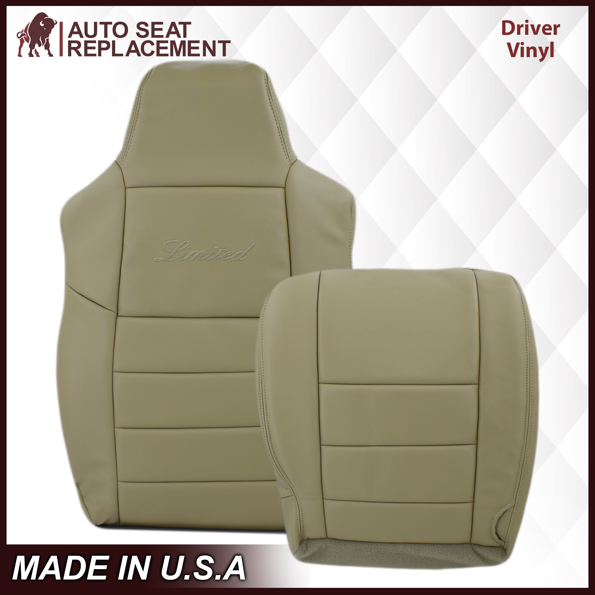2002-2005 Ford Excursion Limited Tan Leather Seat Covers - Custom Fit Front & Rear Bench - Waterproof & UV Protection for Trucks & SUVs - Perfect for Road Trips, Camping & Off-Road Adventures