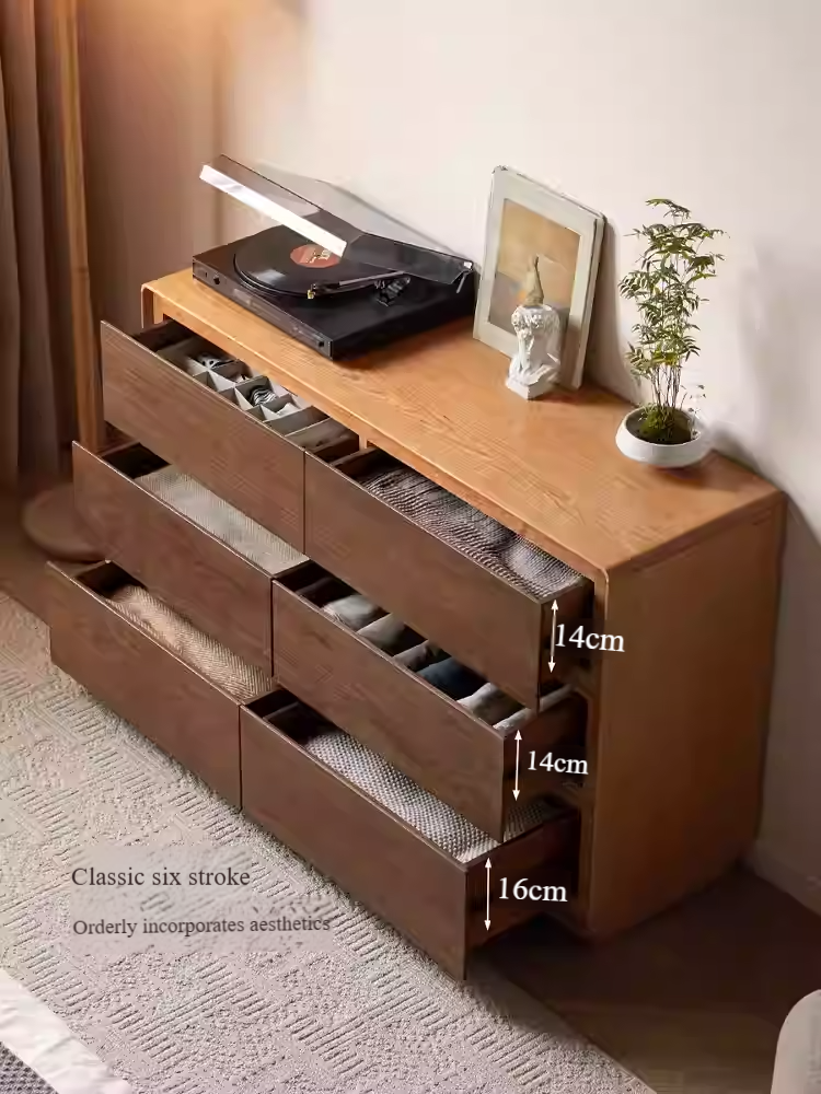 Premium Black Walnut & Cherry Solid Wood Modern Dresser Drawer Cabinet - Stylish Bedroom Storage for Clothes, Linens & Accessories