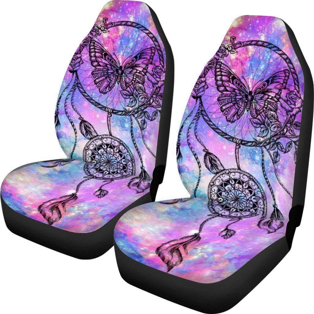 FKELYI Universal Car Seat Covers Set of 2PCS - Dreamcatcher Butterfly Pattern, Non-Slip Seat Protector for Sedan, SUV, Truck & Van - Perfect for Road Trips, Daily Commute & Car Interior Protection