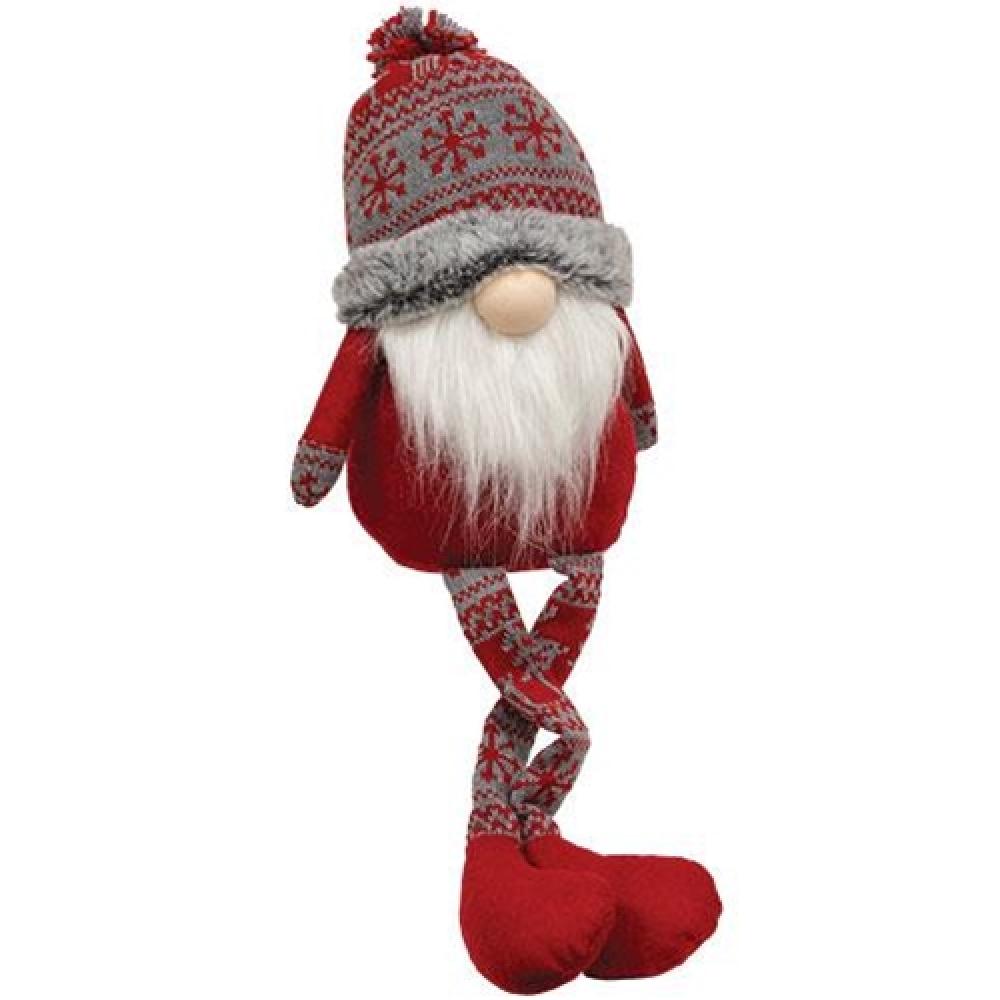 Nordic Snowflake Beanie Hat with Dangling Leg Gnome - Warm Winter Knit Hat for Women & Men - Perfect for Christmas, Skiing, and Outdoor Adventures
