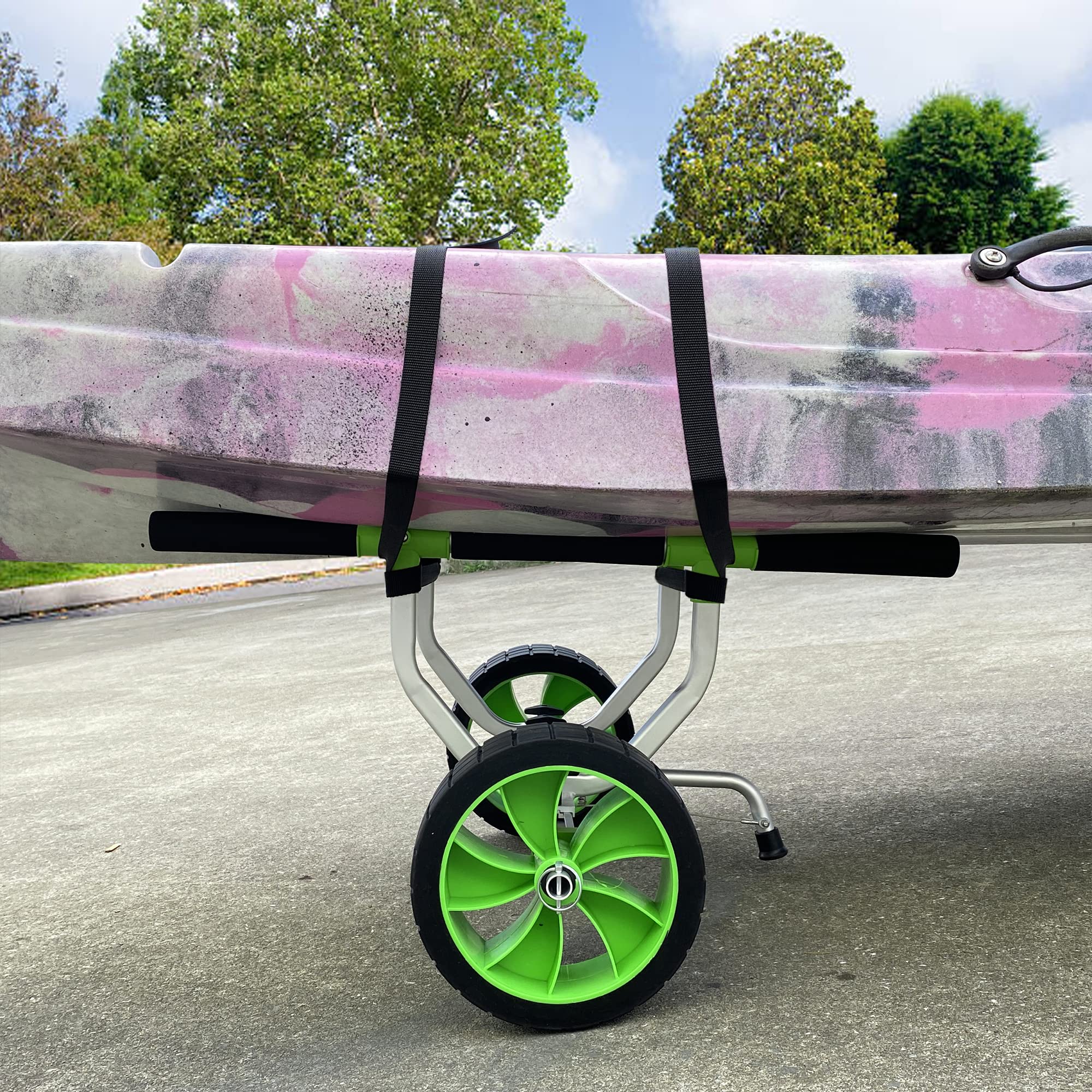 Kayak Cart with Airless Tires - Heavy Duty Paddle Board & Canoe Dolly, SUP Carrier for Easy Watercraft Transport | Perfect for Beach, Lake & Outdoor Adventures