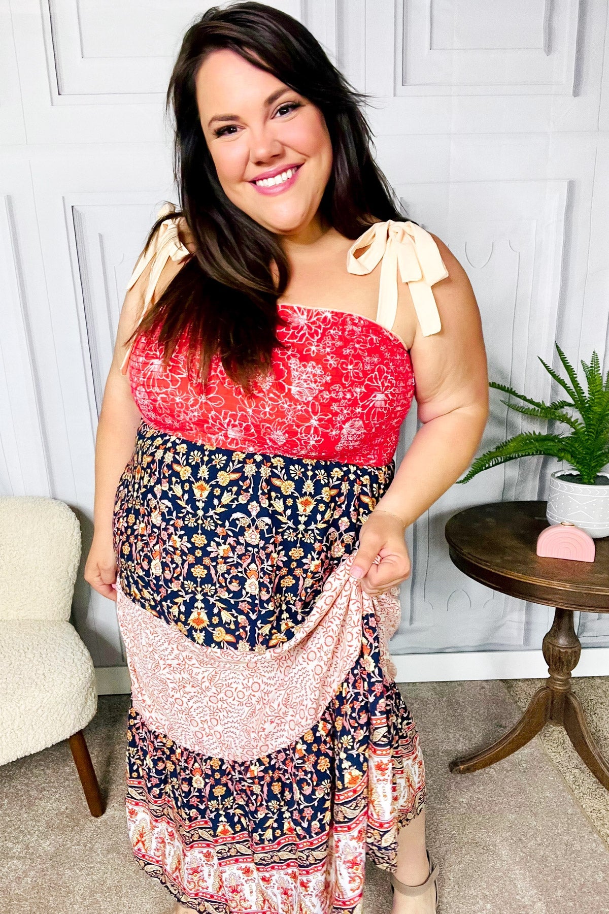 Orange Floral Smocked Tube Top Tiered Maxi Dress - Boho Summer Beach Dress for Vacation, Pool Party & Music Festival