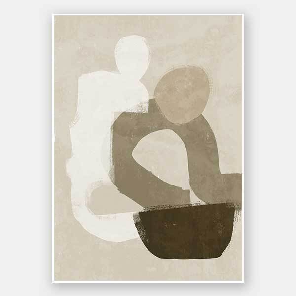 At Ease Dark Brown Unframed Art Print - Modern Abstract Wall Decor for Living Room, Bedroom & Office - Perfect for Home Decor & Gift Giving