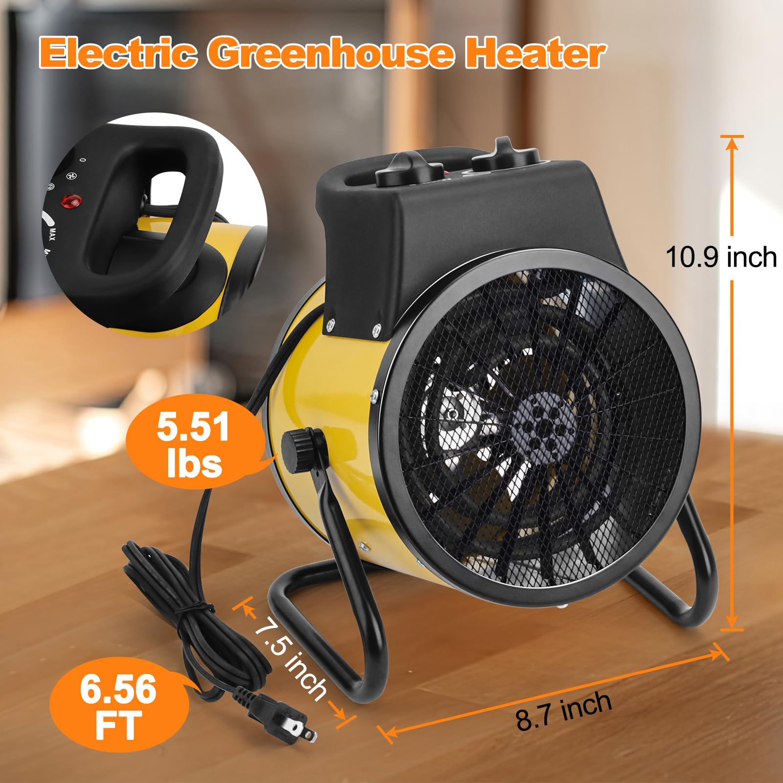 1500W Digital Thermostat Greenhouse Heater - Portable Outdoor Space Heater for Greenhouses & Grow Tents with Fast Heating & Overheat Protection (Gold) | Perfect for Winter Plant Protection & Seedling Growth