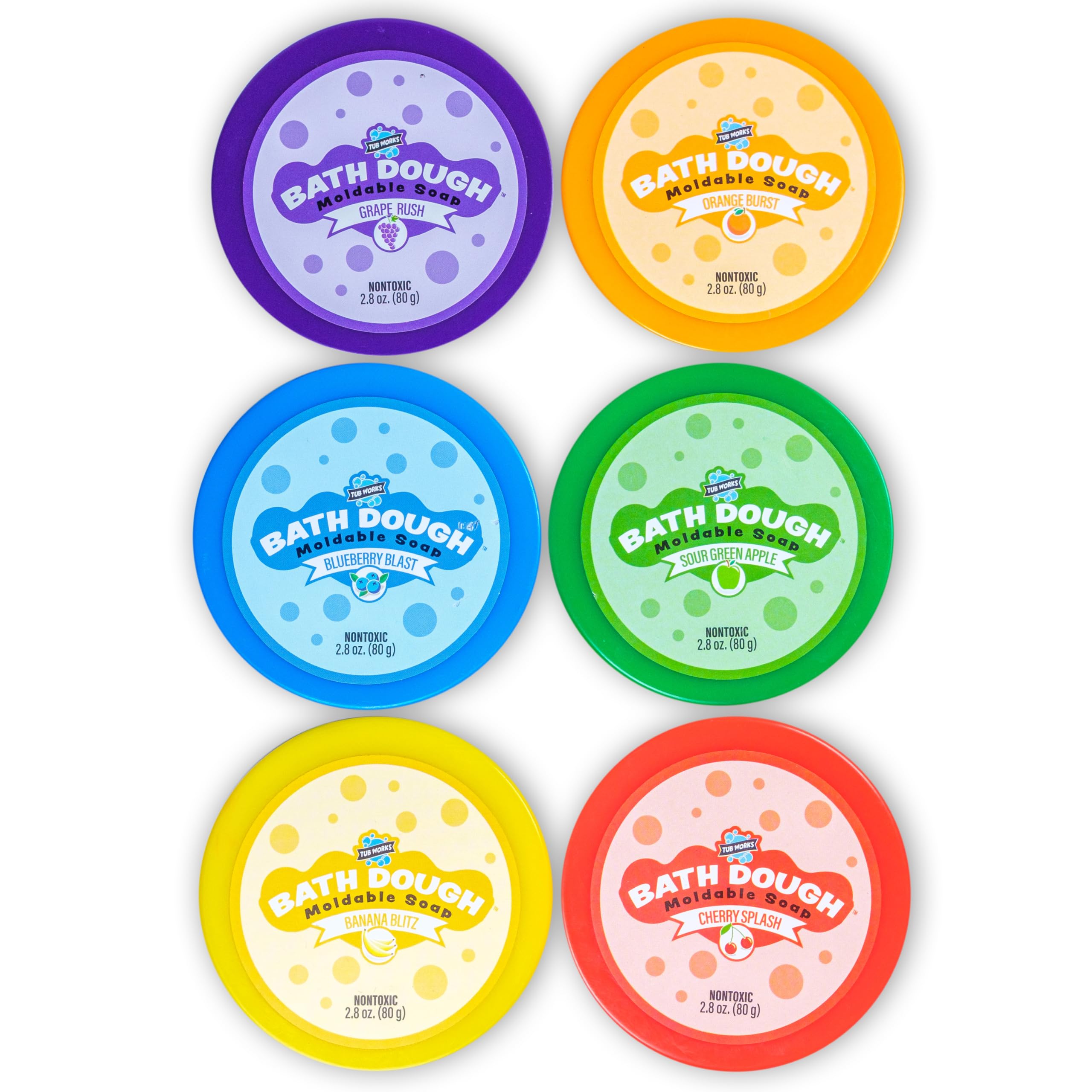 Tub Works® Bath Dough™ Moldable Kids Soap Bath Toy, 6-Pack | Shape, Mold & Create Bath Art with Soft Soap Dough | Sensory Bath Toys for Toddlers & Kids | Fun Bathtime Activity for Creative Play & Learning