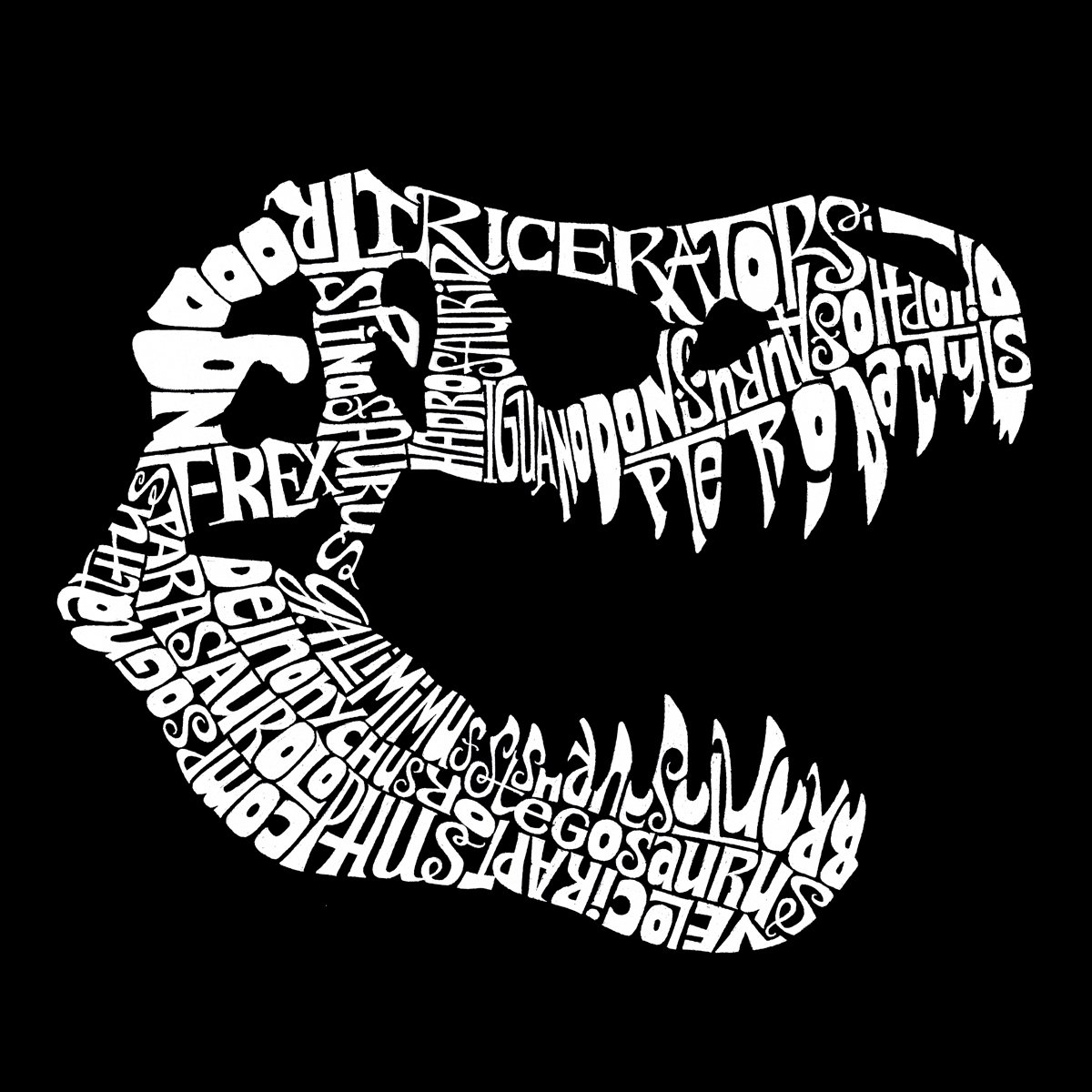 LA POP ART Women's Graphic Tee with Dinosaur Print - Funny Tyrannosaurus Rex Word Art T-Shirt for Casual Wear, Street Style & Dinosaur Lovers