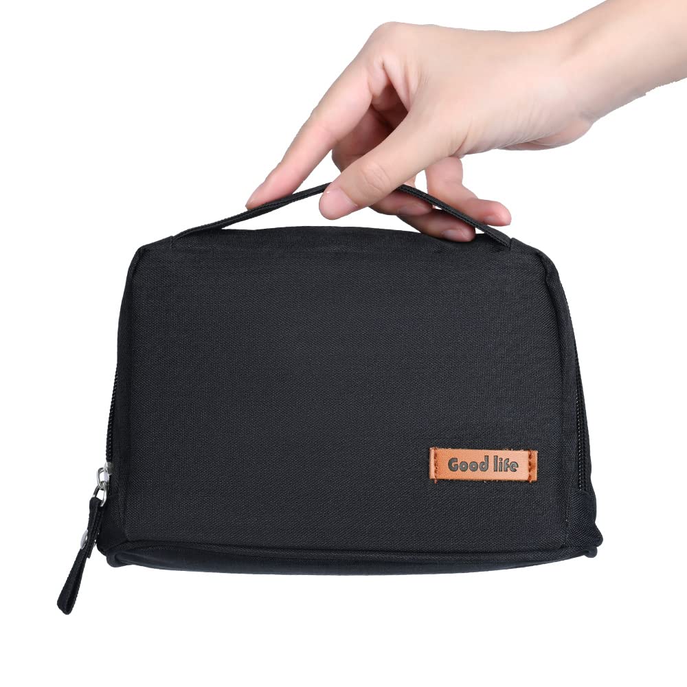 Darbermu Electronics Accessories Organizer Bag - Travel Cable Organizer & Toiletry Bag for Men - Portable Gadget Storage for Cables, Headphones, Charger, Power Bank, Memory Cards (Black) - Perfect for Business Trips, Camping & Daily Commute