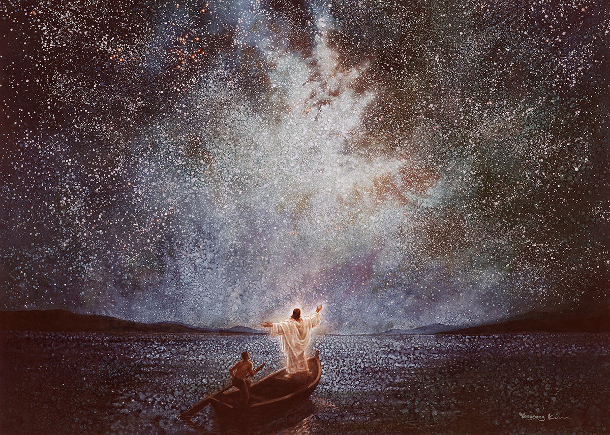 Calm And Stars By Yongsung Kim - Beautiful Celestial Wall Art for Home & Office Decor - Perfect for Bedroom, Living Room, Meditation Space