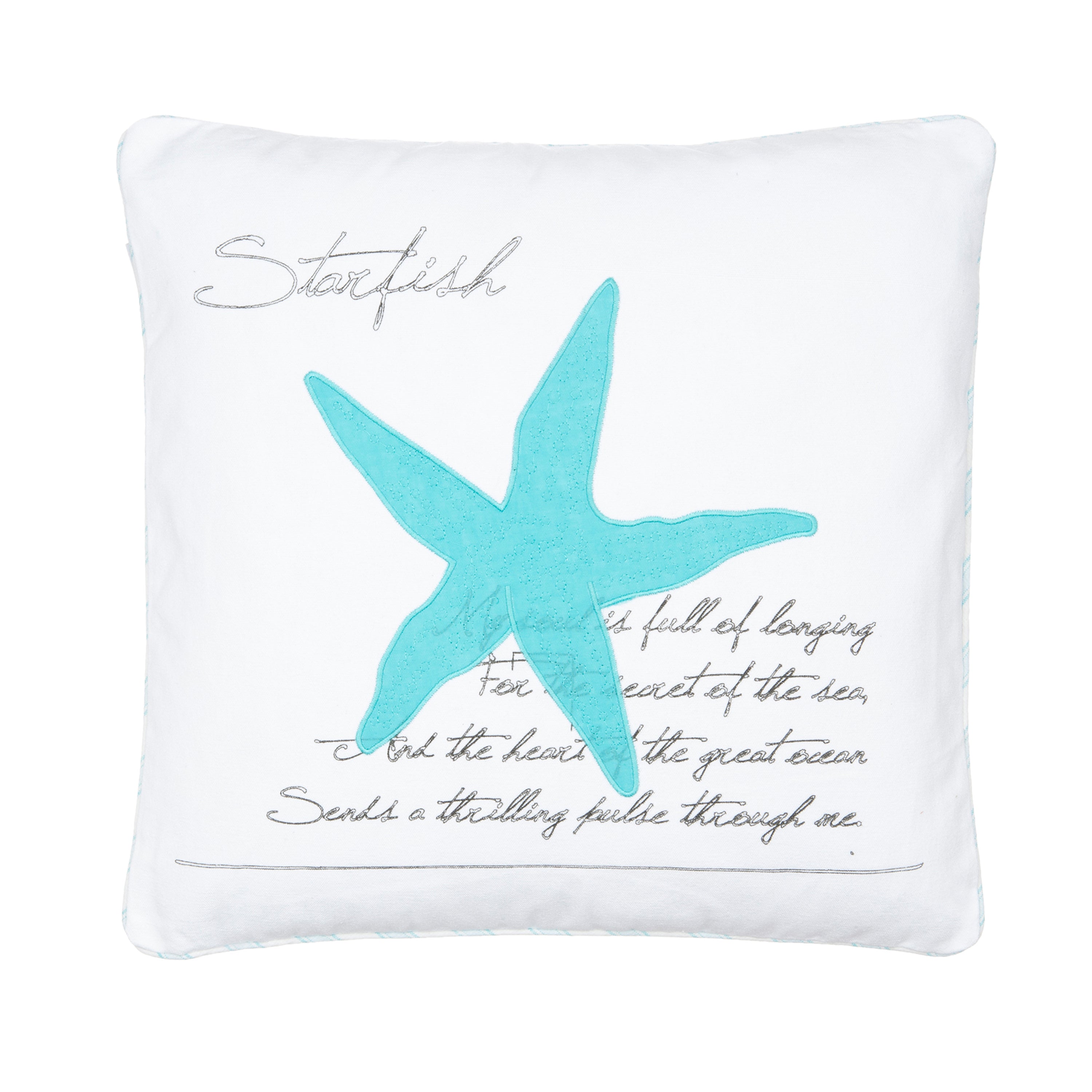 Biscayne Teal Starfish Throw Pillow - Soft Decorative Cushion for Coastal Home Decor, Beach House Living Room, Bedroom & Nursery Accent