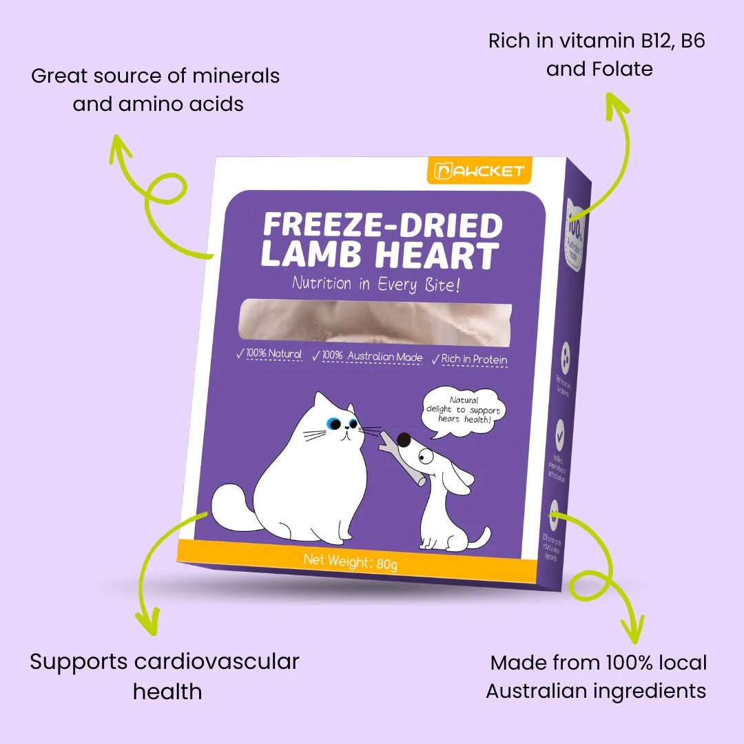 Premium Freeze-Dried Raw Lamb Heart Dog Treats – 80g | Grain-Free, High-Protein Snacks for Training & Dental Health | Perfect for Small & Large Breeds