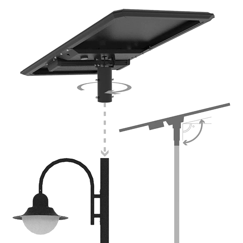 20W Solar Street Light - 3000 Lumens 5000K Black Outdoor Pathway Lighting with 5-Year Warranty | Garden, Driveway, Walkway & Landscape Illumination