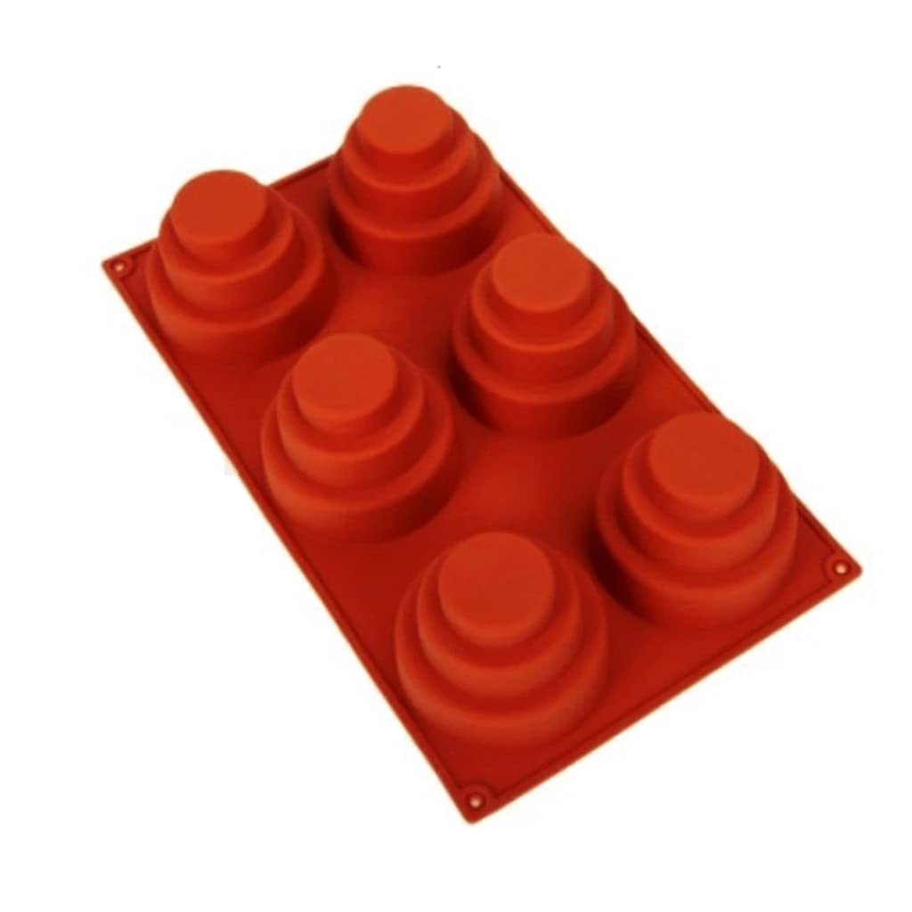 UXZDX 6 Cavity Mini Three-Layer Silicone Cake Mold - Round Baking Pan for Cupcakes, Biscuits & Chocolate - Perfect for Birthday Parties, Tea Time & Home Baking
