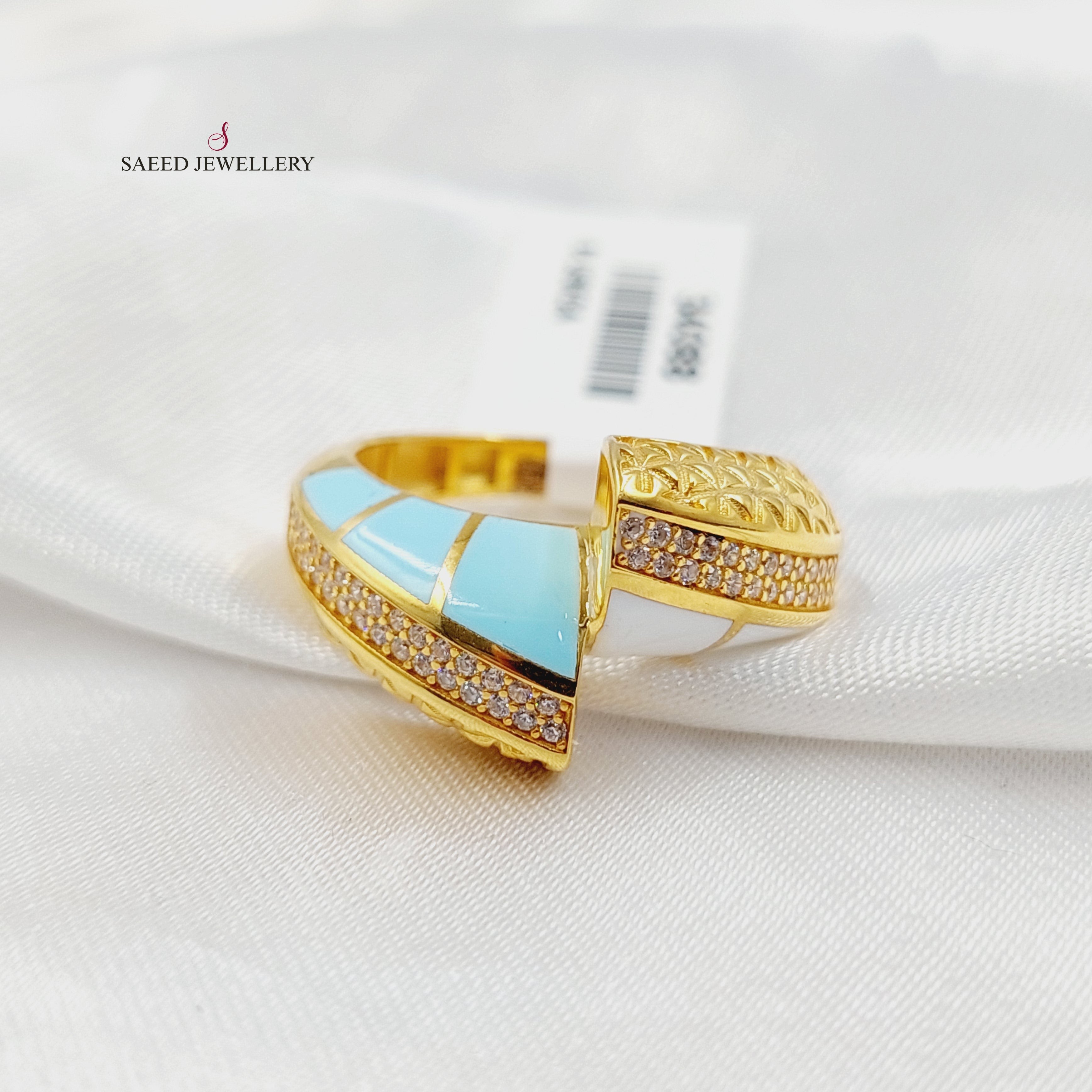 Exquisite Enamel & Zircon Studded Luxury Ring for Women - Elegant Fashion Jewelry Gift for Birthday, Anniversary & Special Occasions