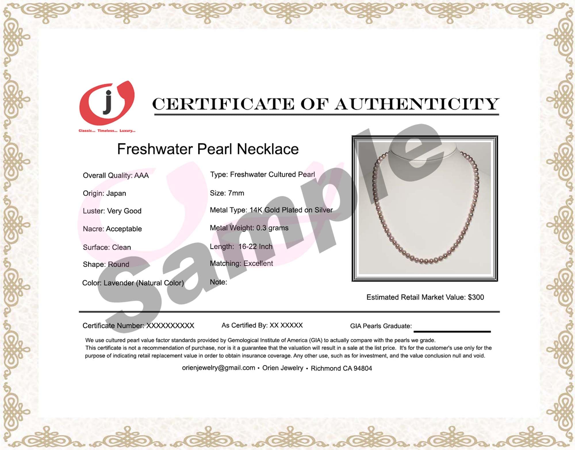 Japanese Lavender Freshwater Pearl Necklace 5-8mm AAA Grade 16-22 Inch Sterling Silver Clasp - Elegant Gift for Women, Perfect for Weddings, Anniversaries & Special Occasions - Orien Jewelry