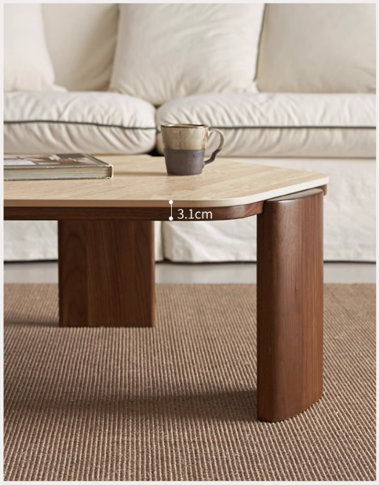 Solid Black Walnut Wood Rocking Coffee Table - Handcrafted Rustic Living Room Furniture for Cozy Home Decor