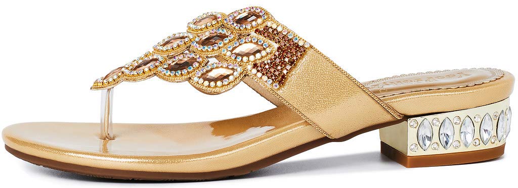 LizFoYa Women's Rhinestone Thong Strap Sandals - Sexy Flip Flops for Beach, Party & Summer Outfits | Comfortable Wedding Bridal Shower Vacation Poolside Wear