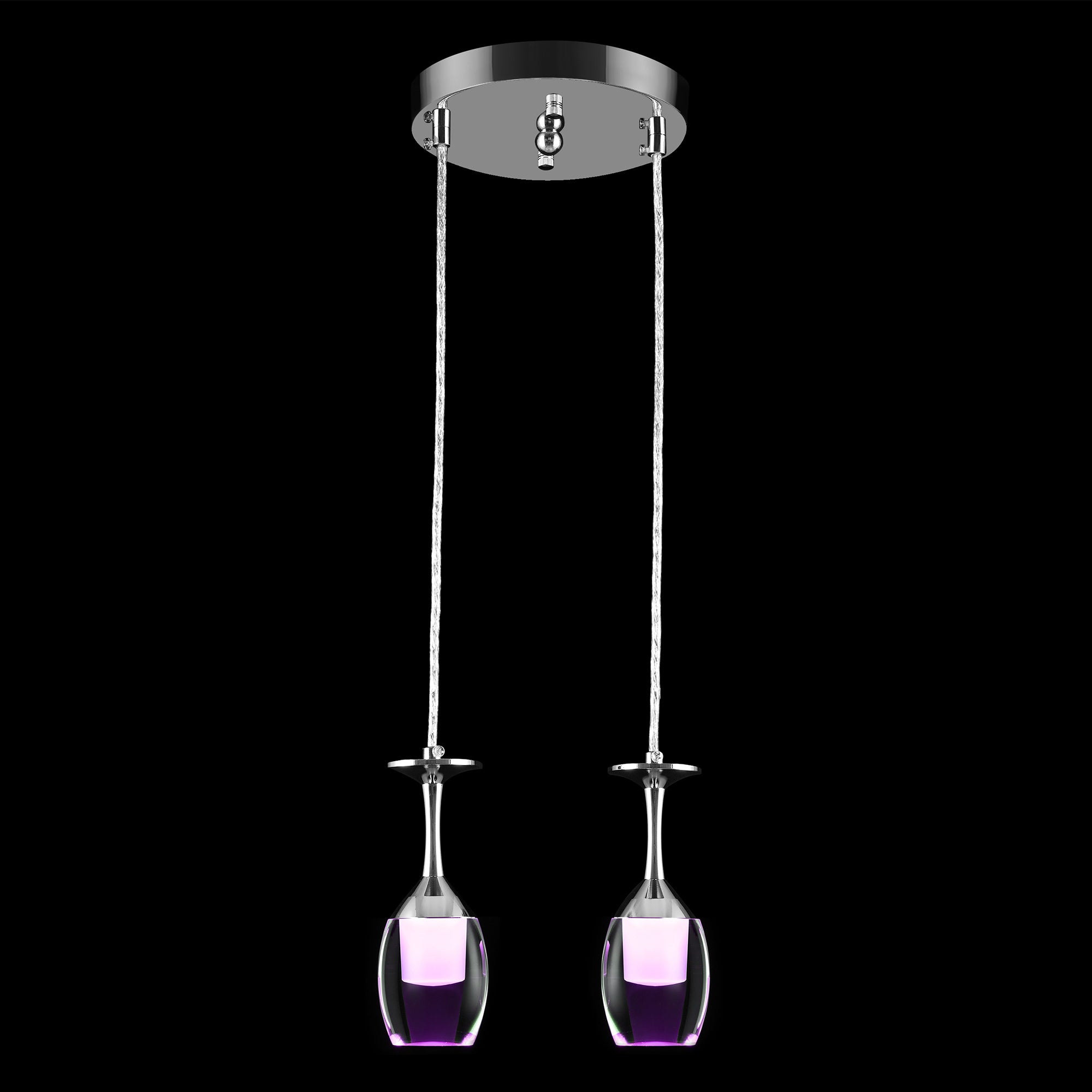 Bacchus Clear Acrylic Red Wine Glass Shaped Smart RGB Pendant Light - Modern LED Hanging Lamp for Dining Room, Bar, and Home Decor