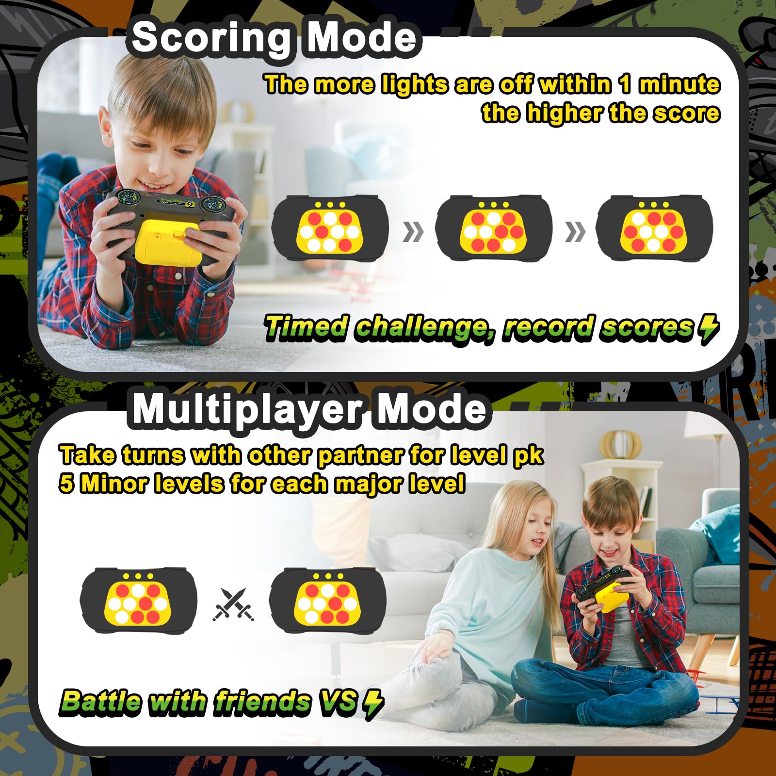 Fast Push Bubble Game for Kids 6-12 & Adults - Handheld Stress Relief Puzzle Toy with Light Up Bubbles - Fun Anxiety Relief Game for Boys, Girls, Teens - Perfect for Travel, Classroom, Office & Home Relaxation