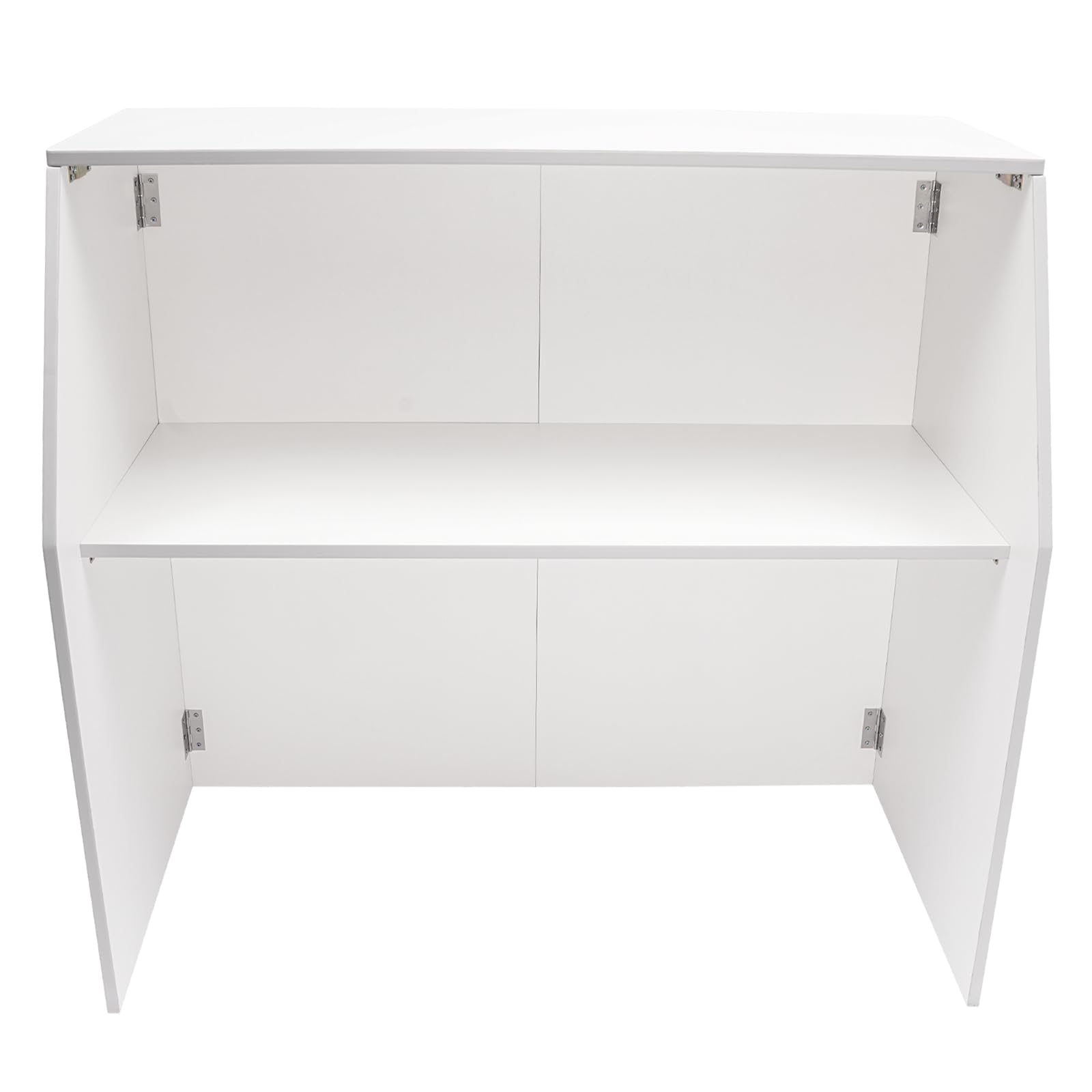 4' Folding Portable Bar with Shelves - White Laminate Bartender Table for Parties, Events & Home Use | Mobile Foldable Bar Cabinet Station for Indoor/Outdoor Gatherings