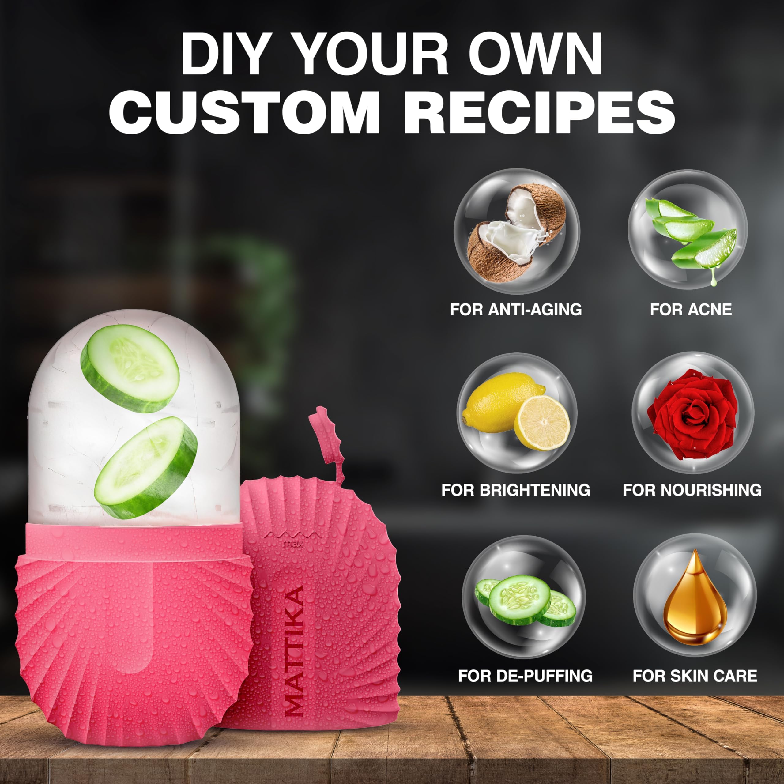 **Pink Ice Roller for Face & Eyes - Natural Glow & Skincare, Gua Sha Massage Tool, Cooling Facial Cube - Perfect Beauty Gift for Men & Women - Use for Puffiness, Dark Circles & Post-Workout Recovery**