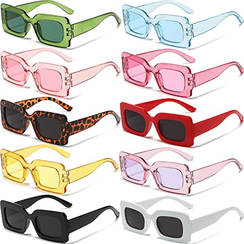 10 Mixed Colors Chunky Square Sunglasses
