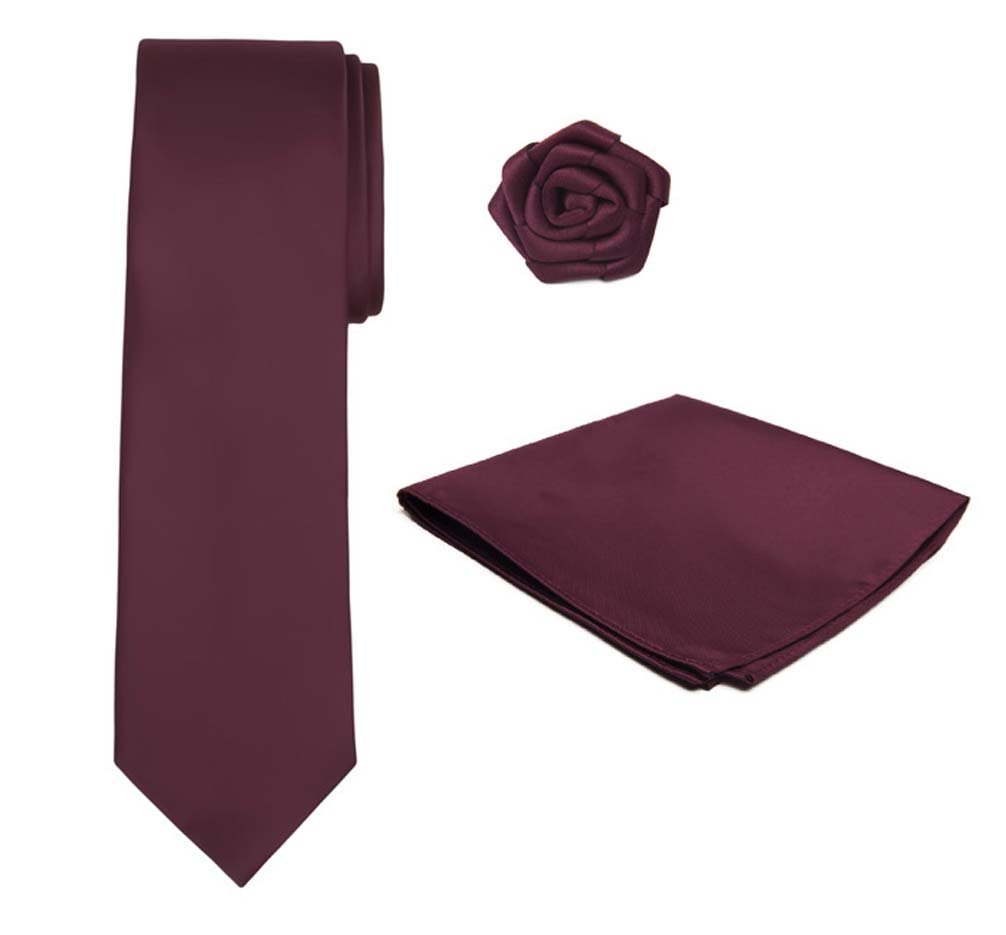 3-Piece Open Rose Lapel Flower Pin Set for Men's Suits - Elegant Tie Hanky & Boutonniere for Weddings, Prom & Formal Events
