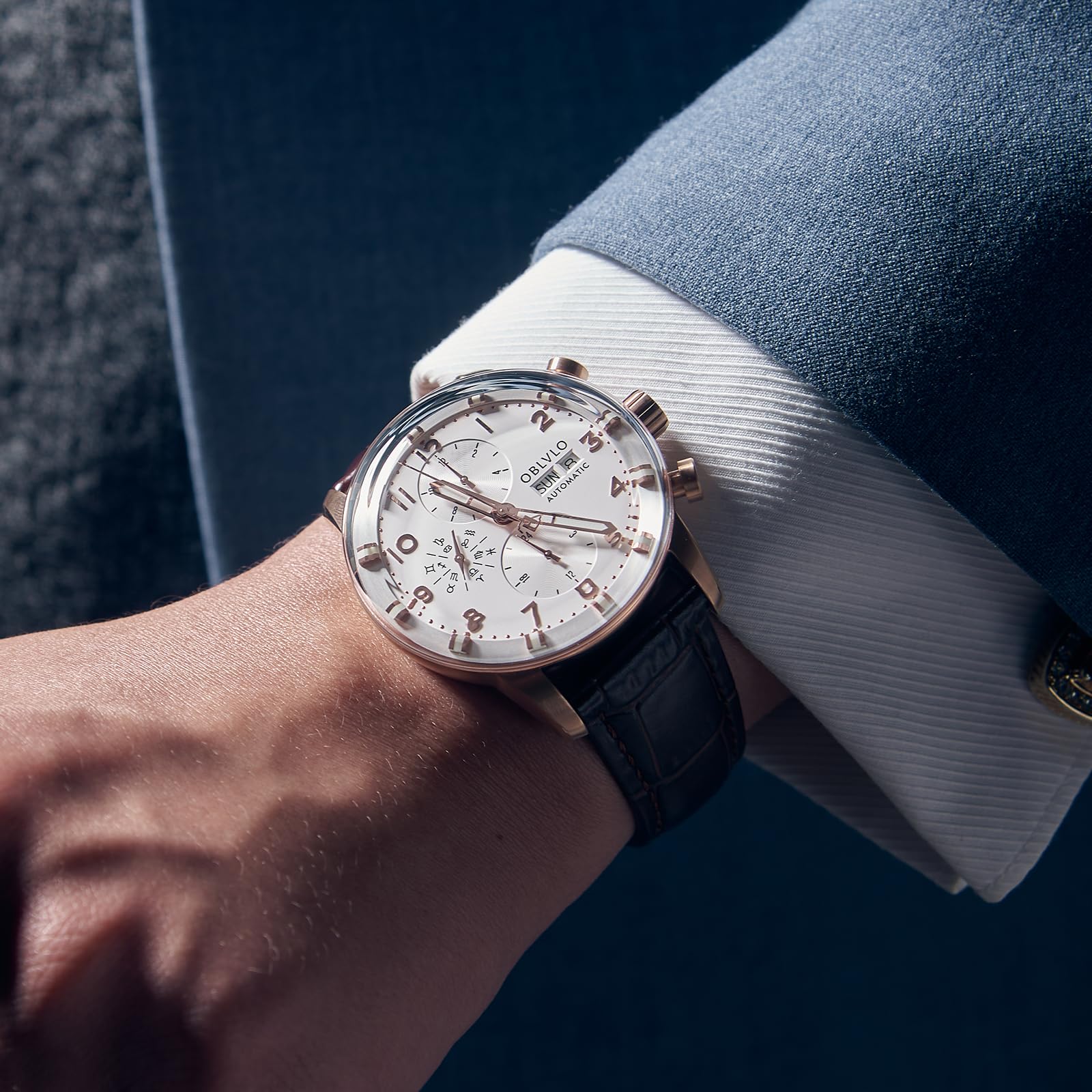 IM-MUT Men's Automatic Luminous Wrist Watch - Multifunction Mechanical Waterproof Watch with Leather Strap - Perfect for Business, Casual & Outdoor Activities