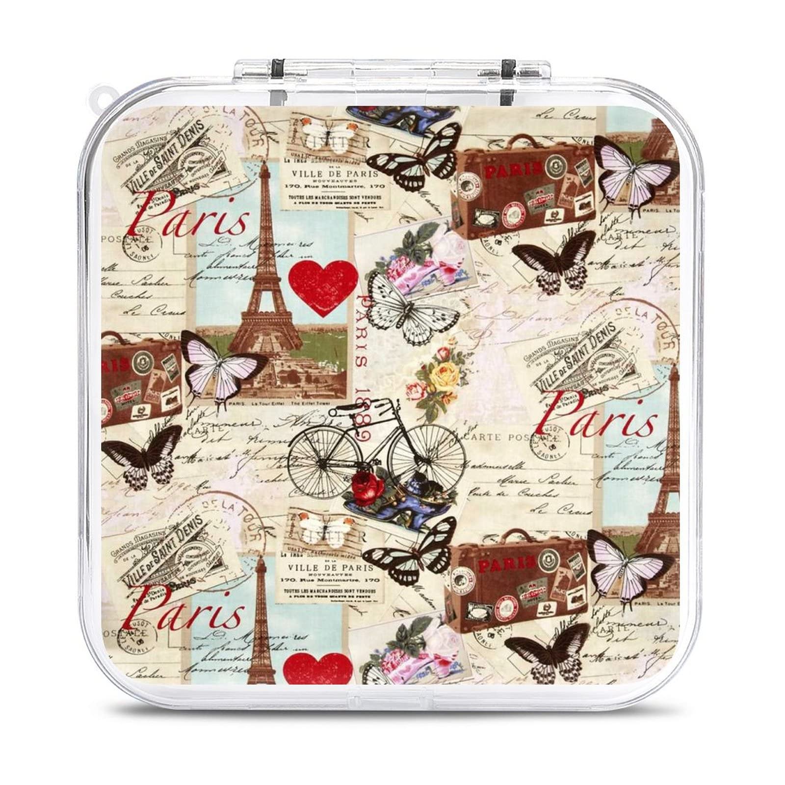Vintage Eiffel Tower Paris Themed 12-Slot Clear Hard Protective Game Card Storage Case for Nintendo Switch - Perfect for Travel, Collectors & Organizing Switch Games