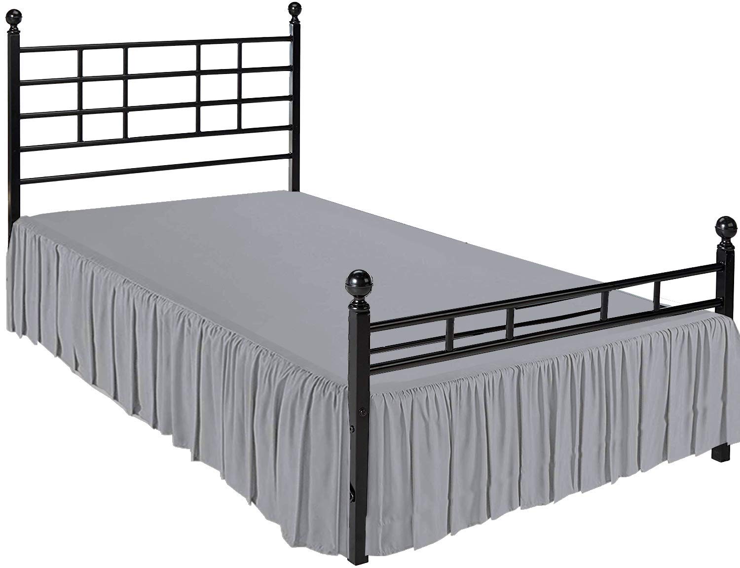 Split Corner Ruffled Gathered Dust Ruffle Bed Skirt - 3-Sided Platform Coverage, Light Grey Twin XL, 100% Microfiber, Fits Mattress Up to 16