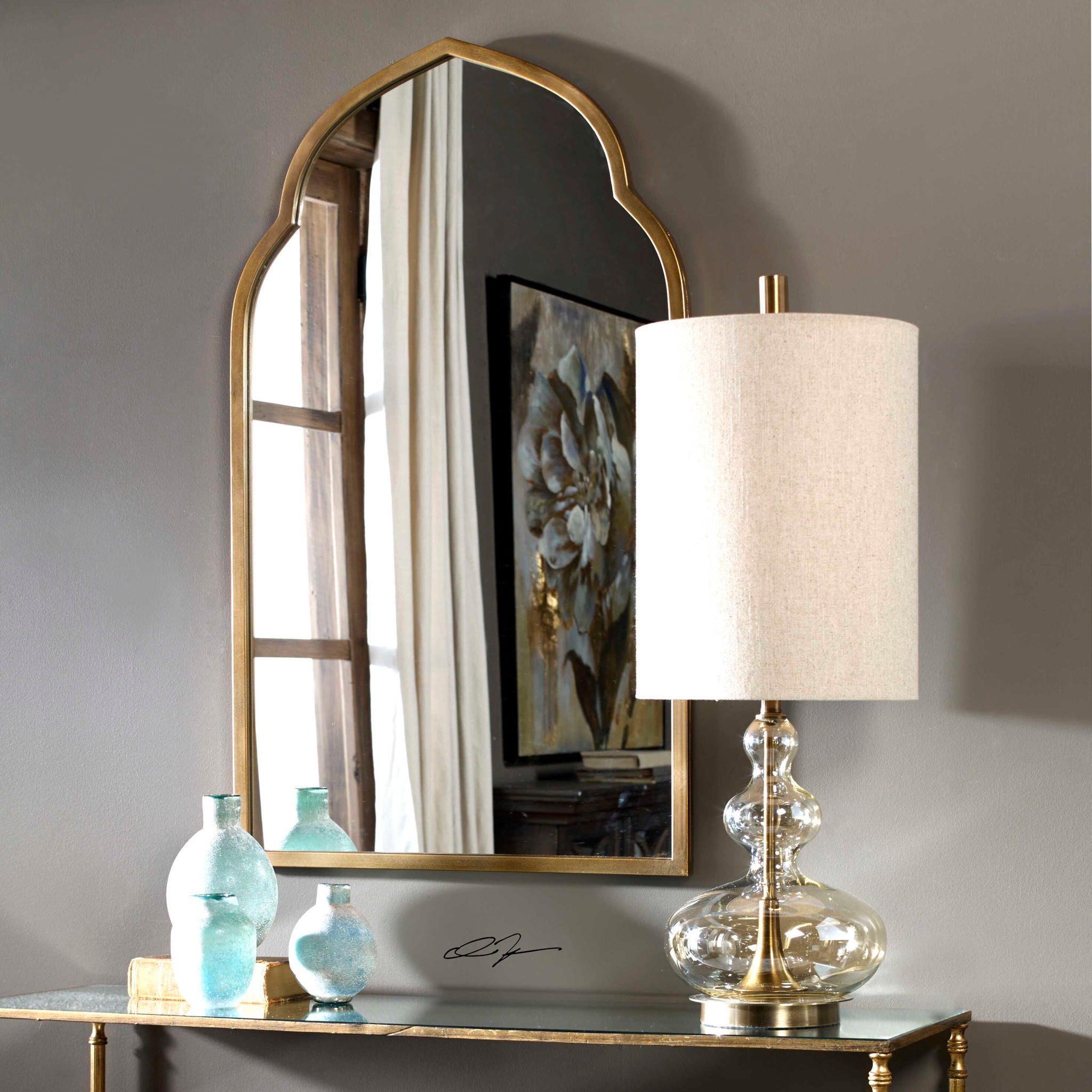 Formoso Amber Glass Table Lamp - Modern Home Decor for Living Room, Bedroom & Office Lighting